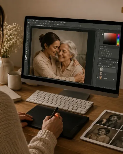Step three — blending lighting and colour so the portrait looks natural