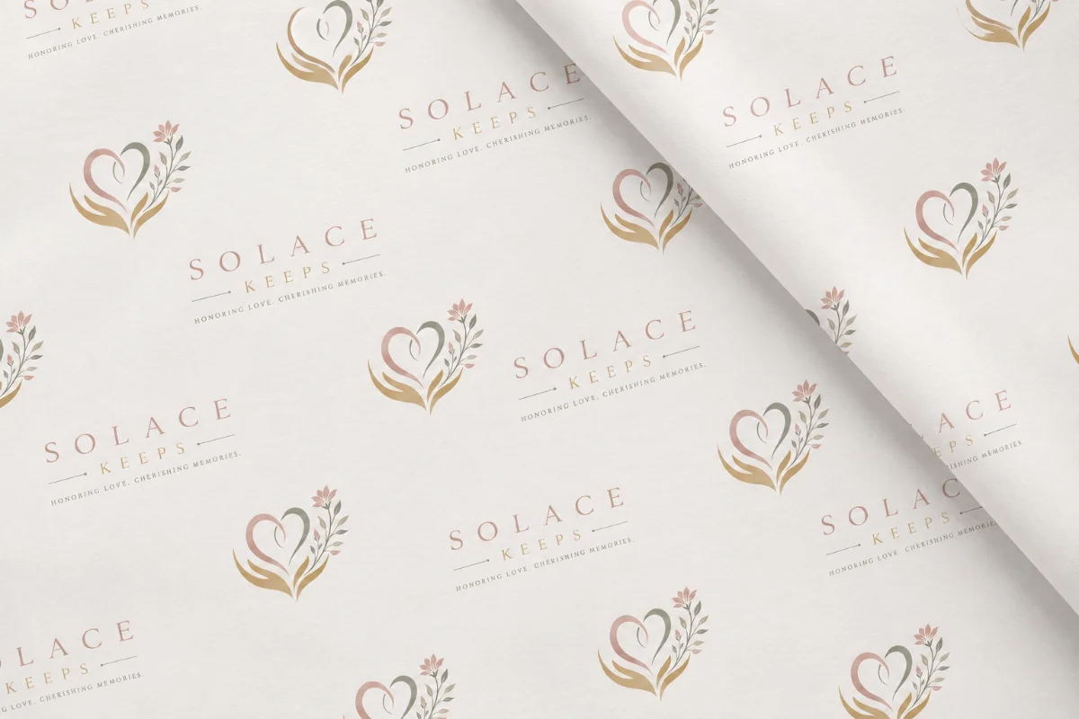 Solace Keeps branded tissue paper, used to wrap every finished portrait